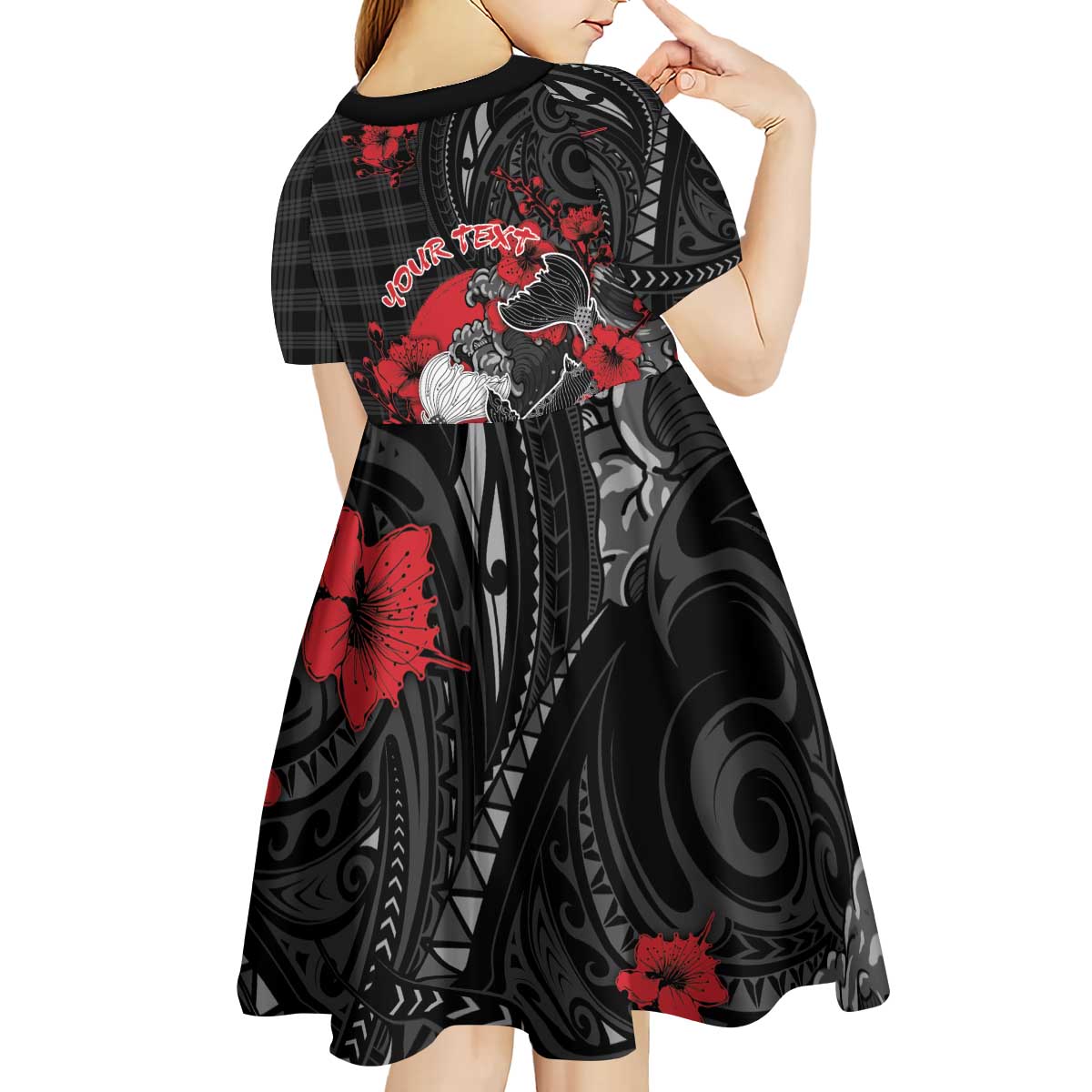 Personalised Hawaiian And Japanese Kid Short Sleeve Dress Aloha Koi Fish Palaka Patterns - Polynesian Pride