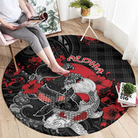 Hawaiian And Japanese Round Carpet Aloha Koi Fish Palaka Patterns - Polynesian Pride