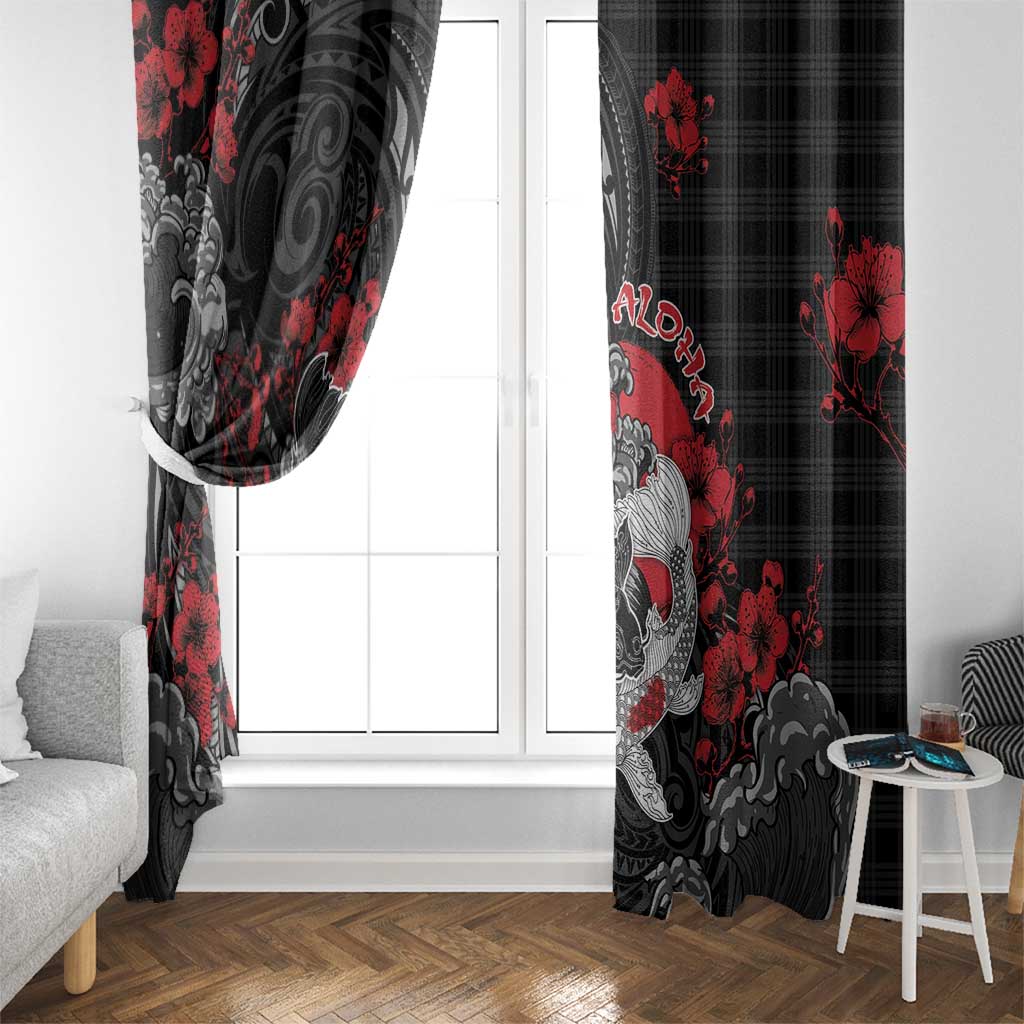 Hawaiian And Japanese Window Curtain Aloha Koi Fish Palaka Patterns - Polynesian Pride