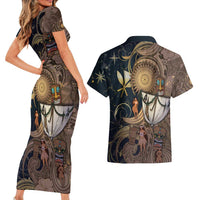 Hawaii Makahiki Couples Matching Short Sleeve Bodycon Dress and Hawaiian Shirt Polynesian Sky And Earth DT05 - Polynesian Pride