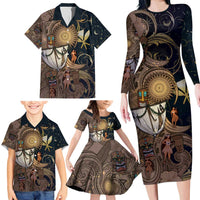 Hawaii Makahiki Family Matching Long Sleeve Bodycon Dress and Hawaiian Shirt Polynesian Sky And Earth DT05 - Polynesian Pride