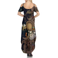 Hawaii Makahiki Family Matching Summer Maxi Dress and Hawaiian Shirt Polynesian Sky And Earth - Polynesian Pride