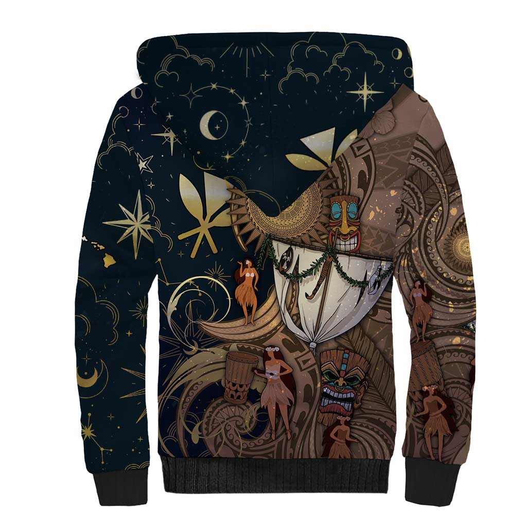 Hawaii Makahiki Sherpa Hoodie Polynesian Sky And Earth - Polynesian Pride