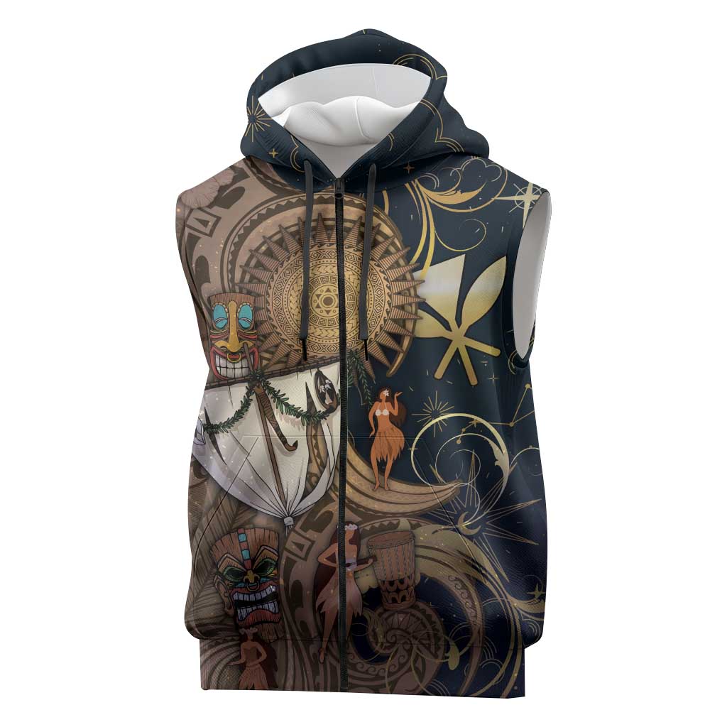 Hawaii Makahiki Sleeveless Zip Hoodie Polynesian Sky And Earth - Polynesian Pride