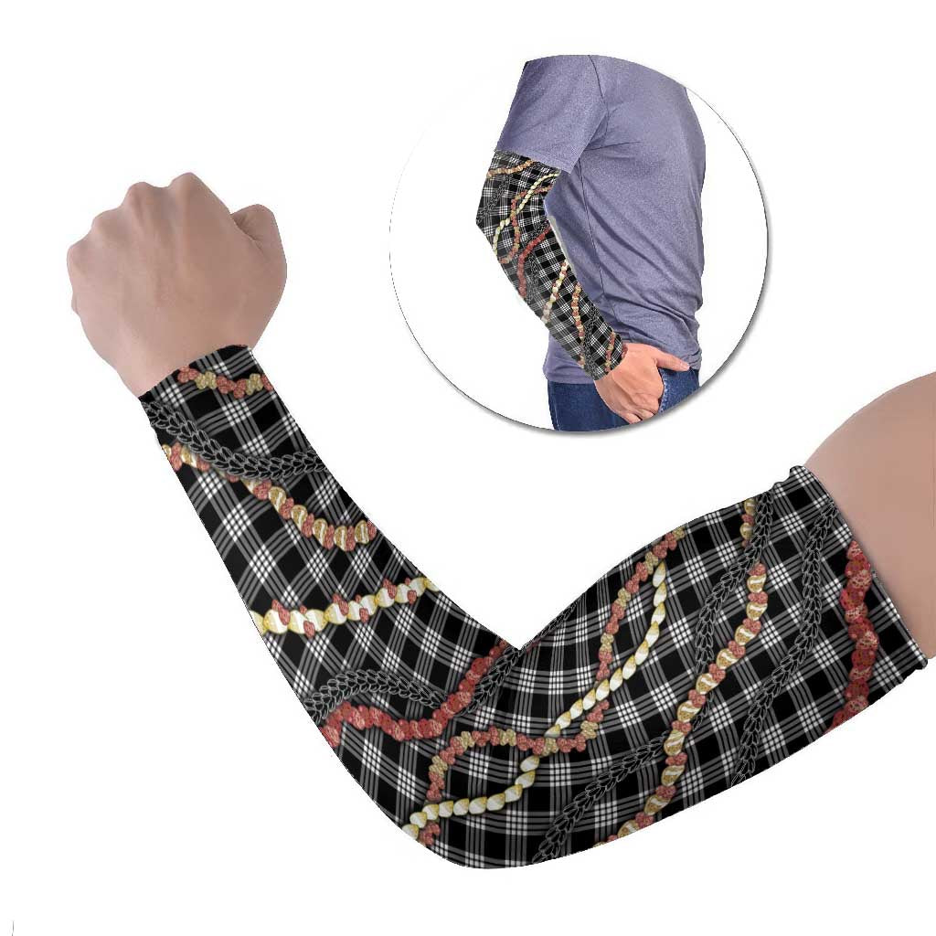 Hawaii Palaka Niihau Shell Lei Arm Sleeves Tropical Island Plaid Patterns