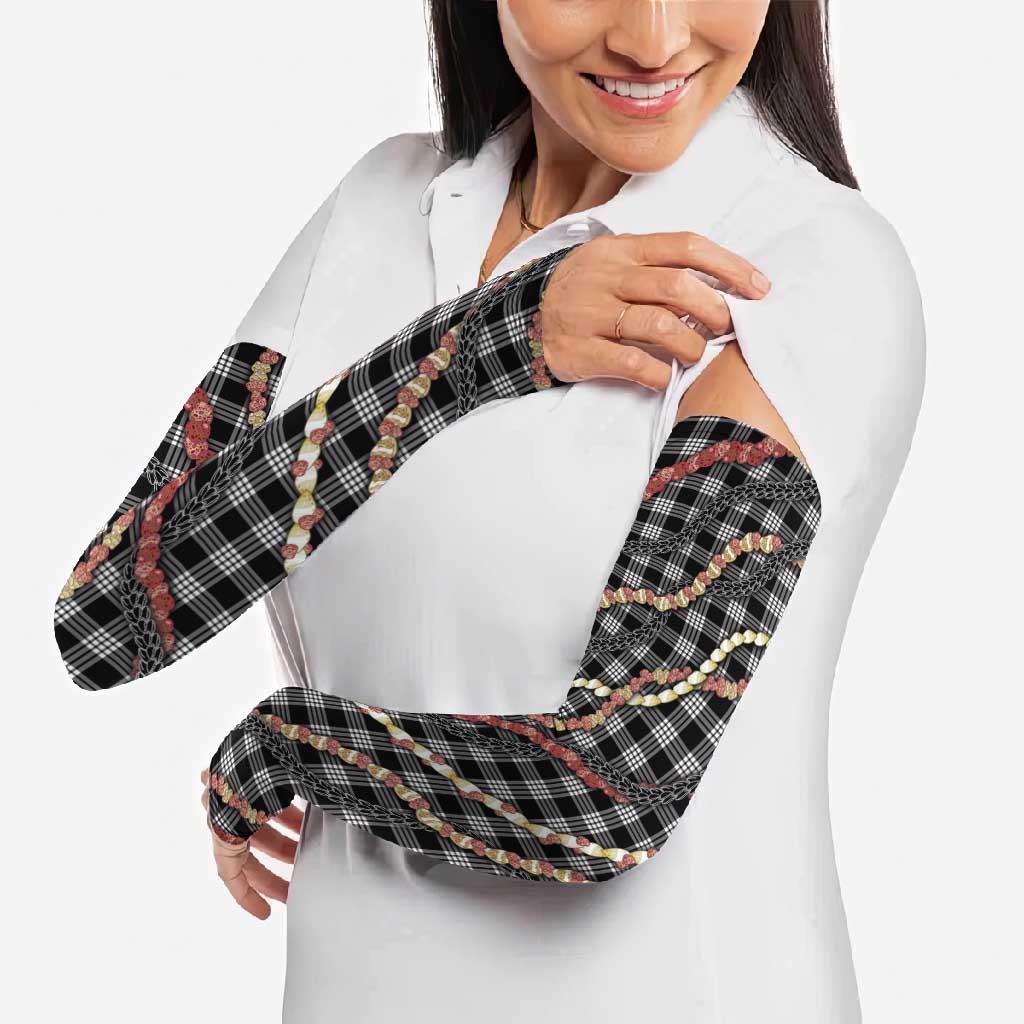 Hawaii Palaka Niihau Shell Lei Arm Sleeves Tropical Island Plaid Patterns