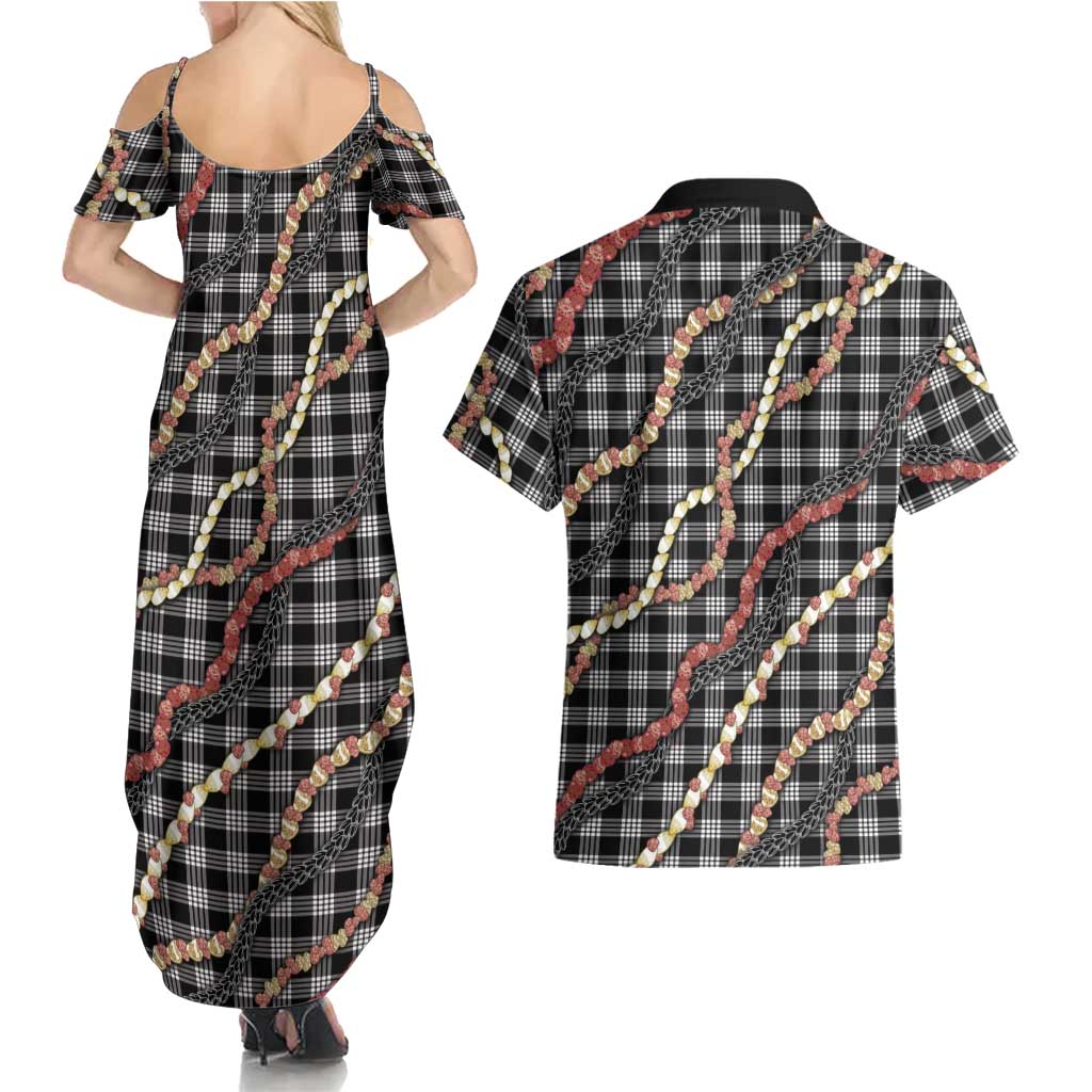 Hawaii Palaka Niihau Shell Lei Couples Matching Summer Maxi Dress and Hawaiian Shirt Tropical Island Plaid Patterns DT05 - Polynesian Pride