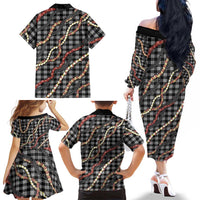 Hawaii Palaka Niihau Shell Lei Family Matching Off The Shoulder Long Sleeve Dress and Hawaiian Shirt Tropical Island Plaid Patterns DT05 - Polynesian Pride