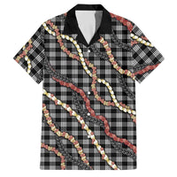 Hawaii Palaka Niihau Shell Lei Family Matching Puletasi and Hawaiian Shirt Tropical Island Plaid Patterns DT05 Dad's Shirt - Short Sleeve Black - Polynesian Pride