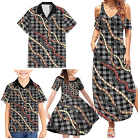 Hawaii Palaka Niihau Shell Lei Family Matching Summer Maxi Dress and Hawaiian Shirt Tropical Island Plaid Patterns