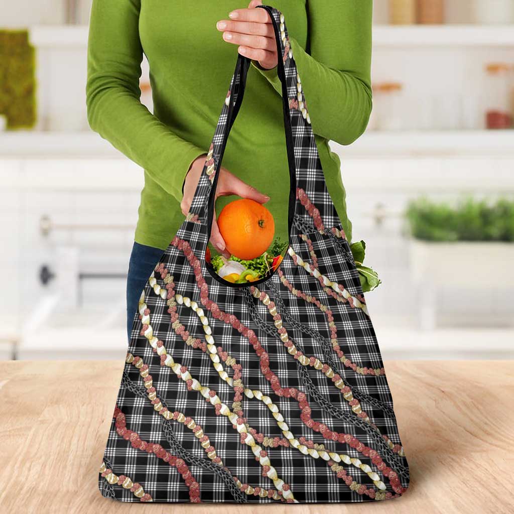 Hawaii Palaka Niihau Shell Lei Grocery Bag Tropical Island Plaid Patterns