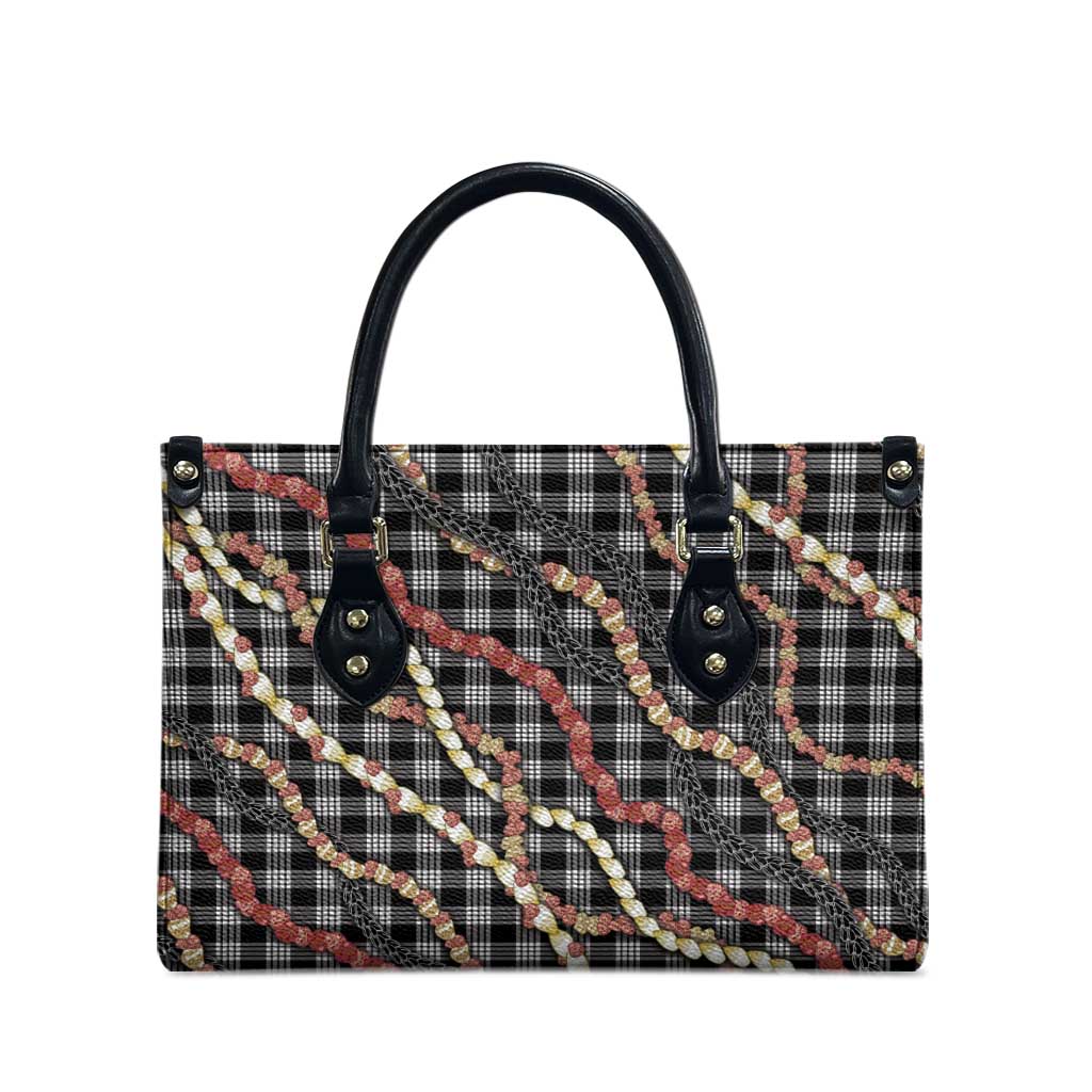 Hawaii Palaka Niihau Shell Lei Leather Bag Tropical Island Plaid Patterns