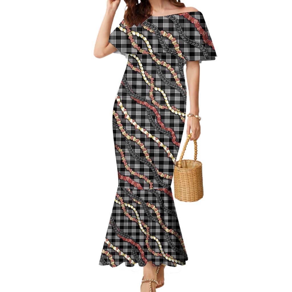 Hawaii Palaka Niihau Shell Lei Mermaid Dress Tropical Island Plaid Patterns