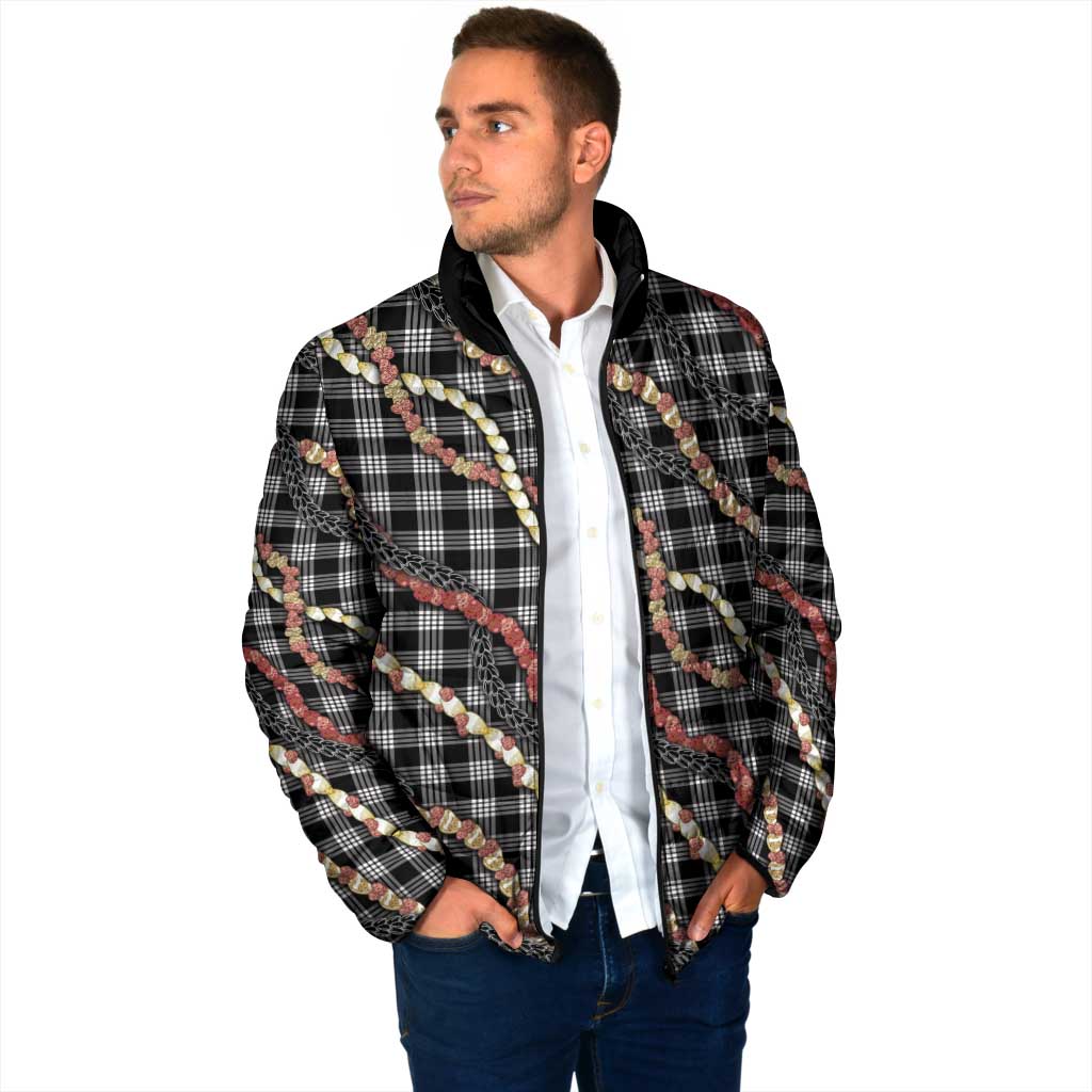 Hawaii Palaka Niihau Shell Lei Padded Jacket Tropical Island Plaid Patterns