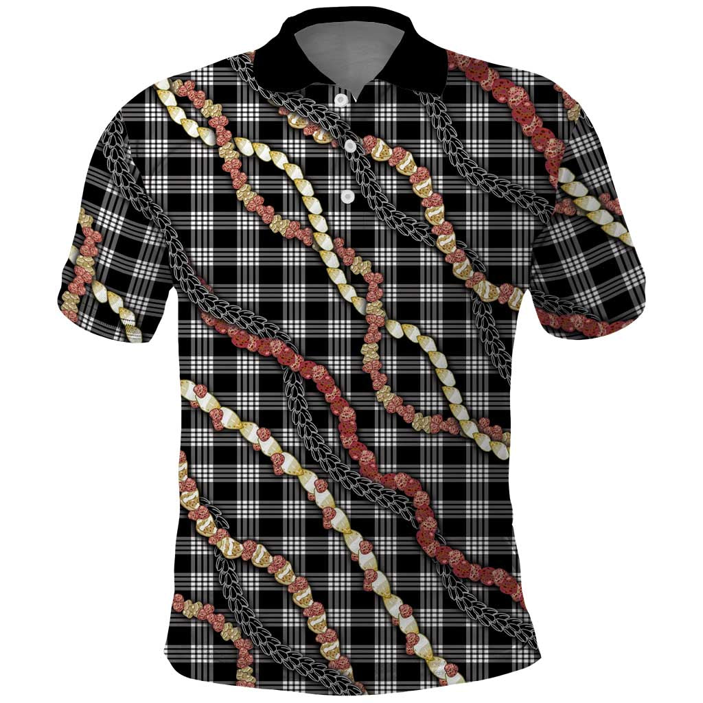 Hawaii Palaka Niihau Shell Lei Polo Shirt Tropical Island Plaid Patterns