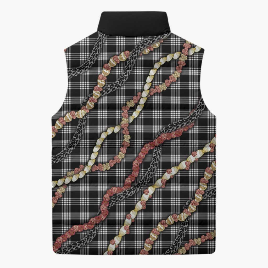 Hawaii Palaka Niihau Shell Lei Sleeveless Puffer Jacket Tropical Island Plaid Patterns