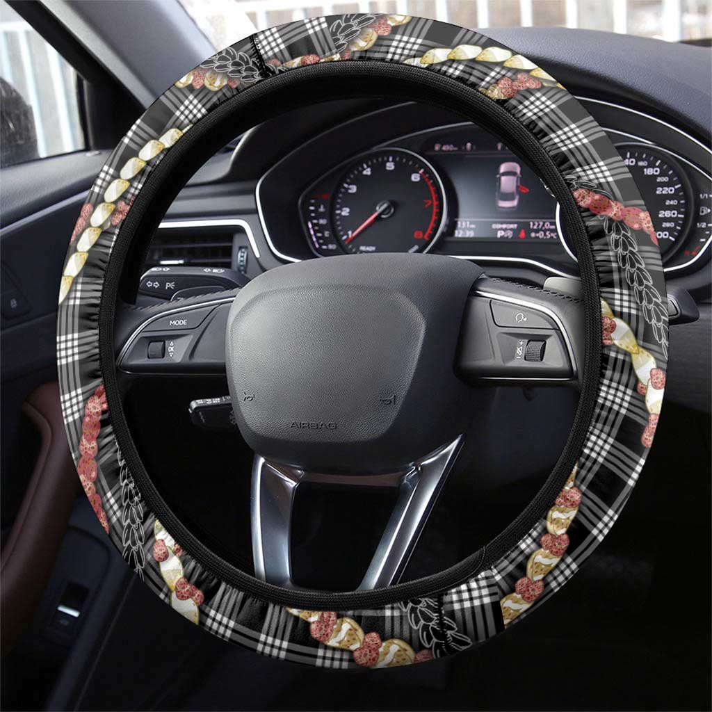Hawaii Palaka Niihau Shell Lei Steering Wheel Cover Tropical Island Plaid Patterns