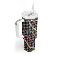 Hawaii Palaka Niihau Shell Lei Tumbler With Handle Tropical Island Plaid Patterns