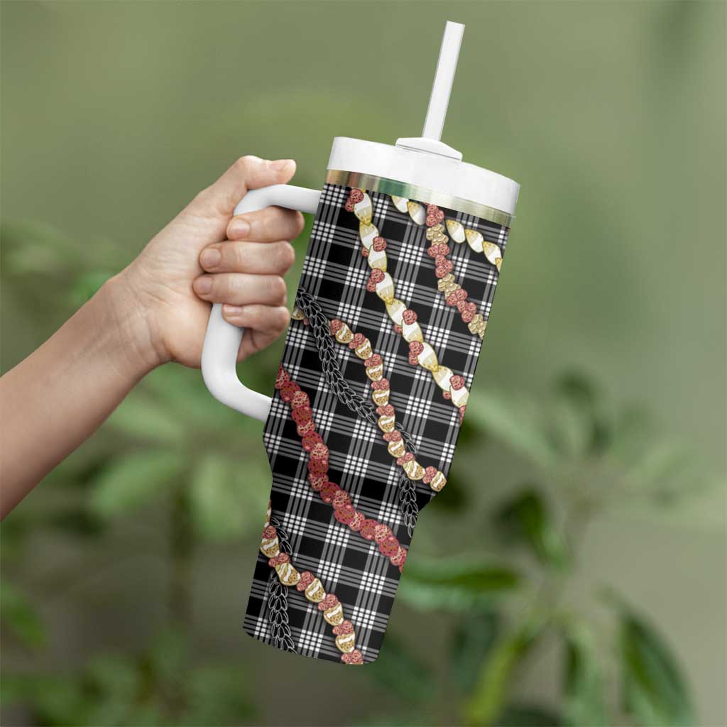 Hawaii Palaka Niihau Shell Lei Tumbler With Handle Tropical Island Plaid Patterns