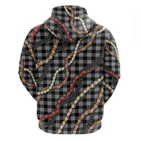 Hawaii Palaka Niihau Shell Lei Zip Hoodie Tropical Island Plaid Patterns