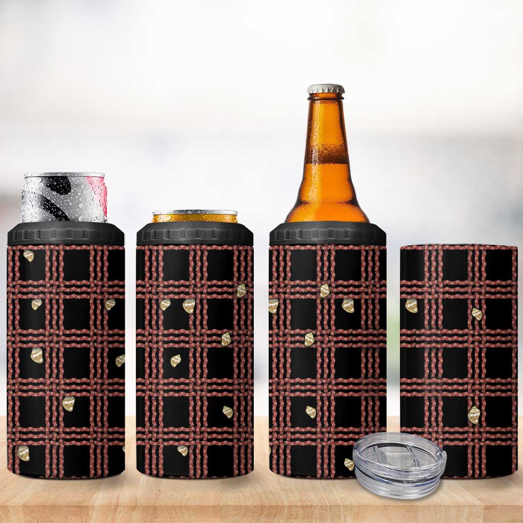 Hawaii Palaka Kahelelani Shell Lei Costume 4 in 1 Can Cooler Tumbler Plaid Patterns