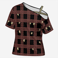 Hawaii Palaka Kahelelani Shell Lei Costume Cross Shoulder Shirt Plaid Patterns