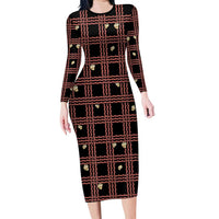 Hawaii Palaka Kahelelani Shell Lei Costume Family Matching Long Sleeve Bodycon Dress and Hawaiian Shirt Plaid Patterns DT05 Mom's Dress Black - Polynesian Pride