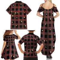 Hawaii Palaka Kahelelani Shell Lei Costume Family Matching Summer Maxi Dress and Hawaiian Shirt Plaid Patterns