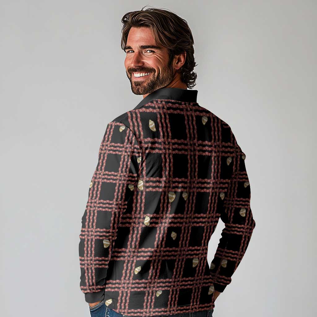 Hawaii Palaka Kahelelani Shell Lei Costume Long Sleeve Polo Shirt Plaid Patterns