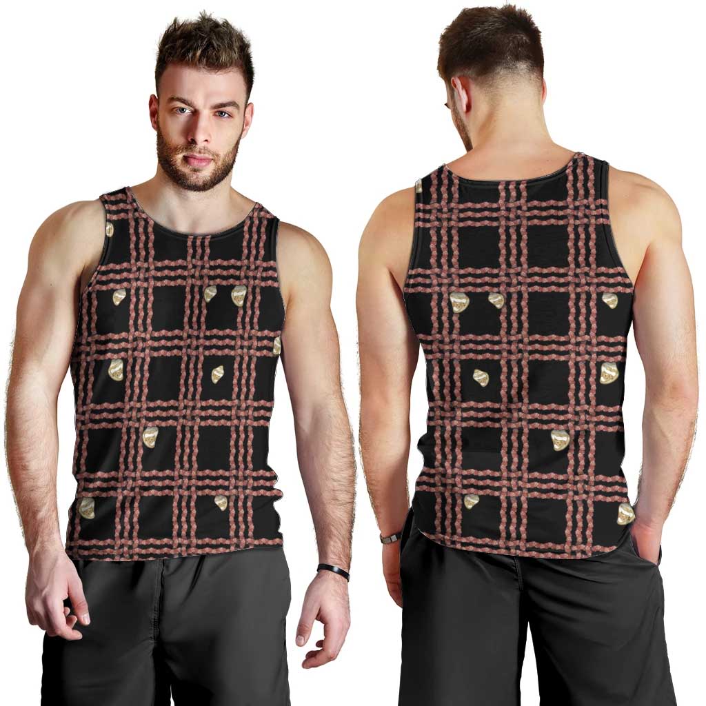 Hawaii Palaka Kahelelani Shell Lei Costume Men Tank Top Plaid Patterns