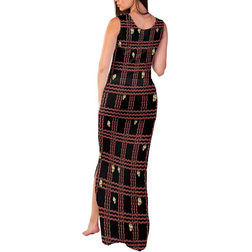 Hawaii Palaka Kahelelani Shell Lei Costume Tank Maxi Dress Plaid Patterns