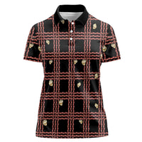 Hawaii Palaka Kahelelani Shell Lei Costume Women Polo Shirt Plaid Patterns