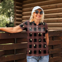 Hawaii Palaka Kahelelani Shell Lei Costume Women Polo Shirt Plaid Patterns