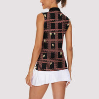 Hawaii Palaka Kahelelani Shell Lei Costume Women Sleeveless Polo Shirt Plaid Patterns
