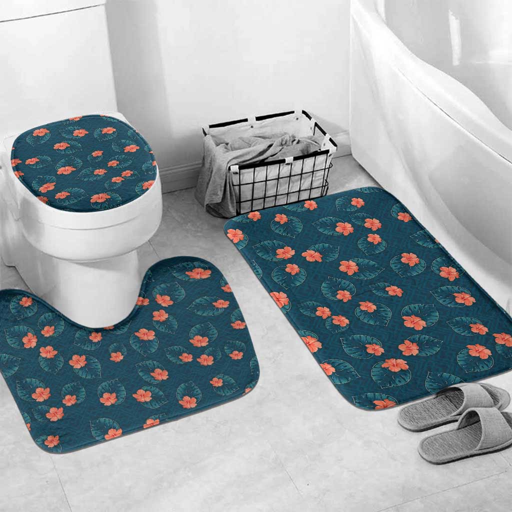 Hawaii Monstera Bathroom Set Hibiscus Flowers Simple Style - Polynesian Pride