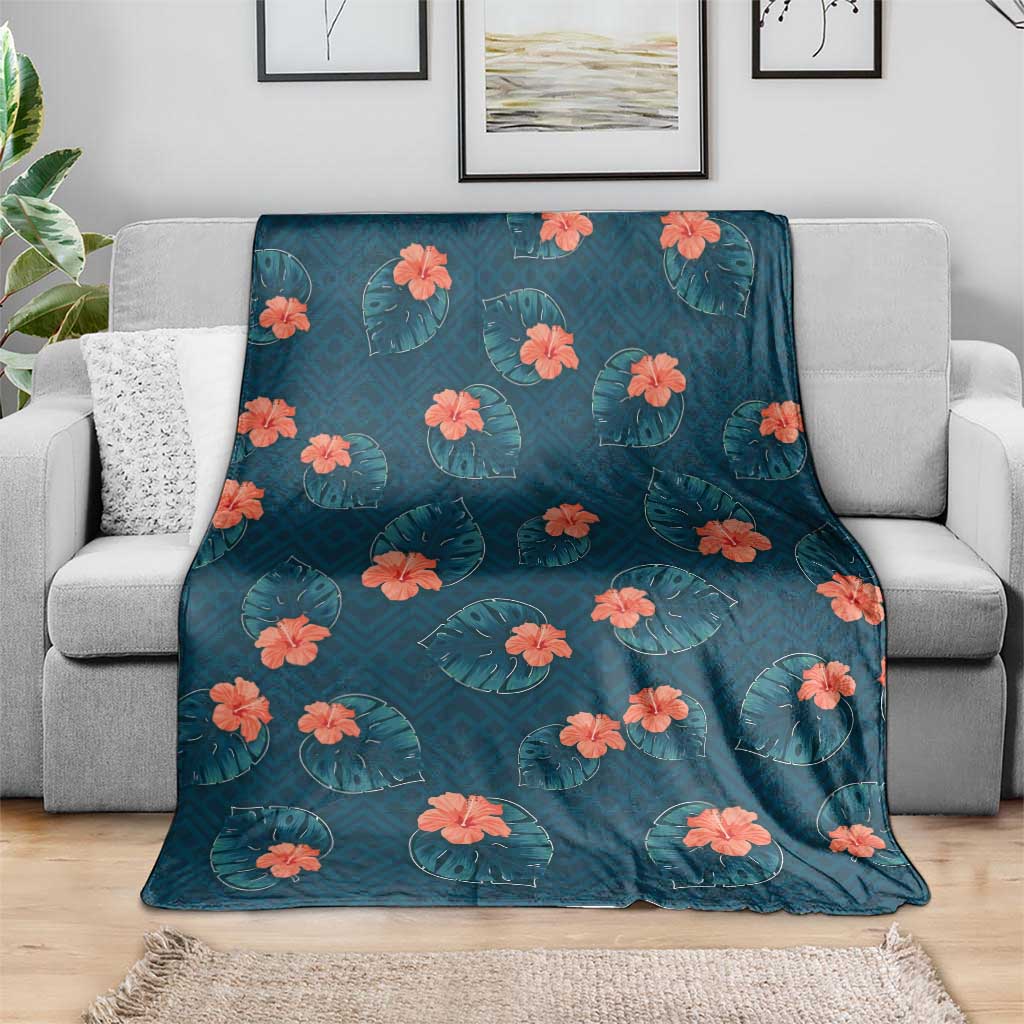 Hawaii Monstera Blanket Hibiscus Flowers Simple Style - Polynesian Pride