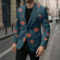 Hawaii Monstera Blazer Hibiscus Flowers Simple Style - Polynesian Pride