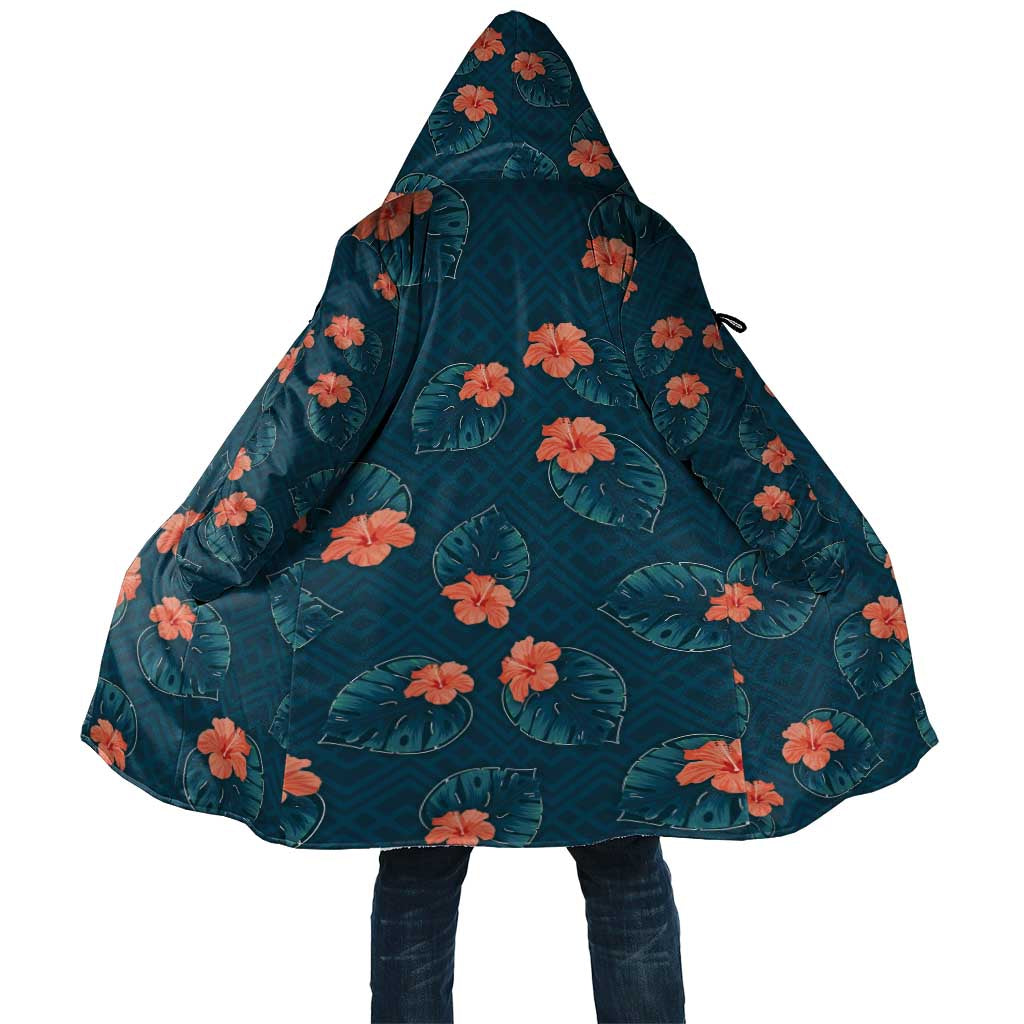 Hawaii Monstera Cloak Hibiscus Flowers Simple Style - Polynesian Pride