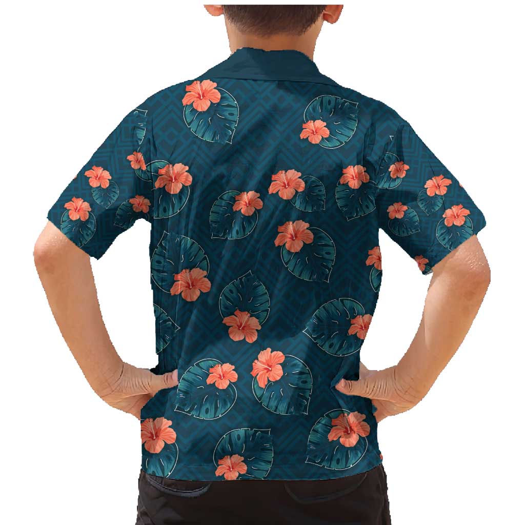 Hawaii Monstera Family Matching Mermaid Dress and Hawaiian Shirt Hibiscus Flowers Simple Style DT05 - Polynesian Pride