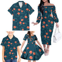 Hawaii Monstera Family Matching Off The Shoulder Long Sleeve Dress and Hawaiian Shirt Hibiscus Flowers Simple Style DT05 - Polynesian Pride