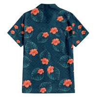Hawaii Monstera Family Matching Off Shoulder Short Dress and Hawaiian Shirt Hibiscus Flowers Simple Style DT05 - Polynesian Pride