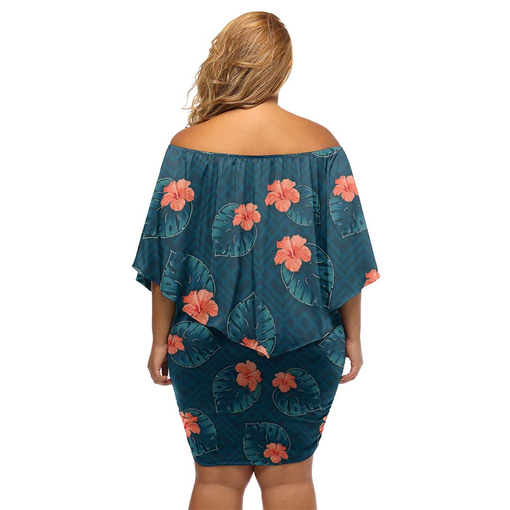 Hawaii Monstera Family Matching Off Shoulder Short Dress and Hawaiian Shirt Hibiscus Flowers Simple Style DT05 - Polynesian Pride