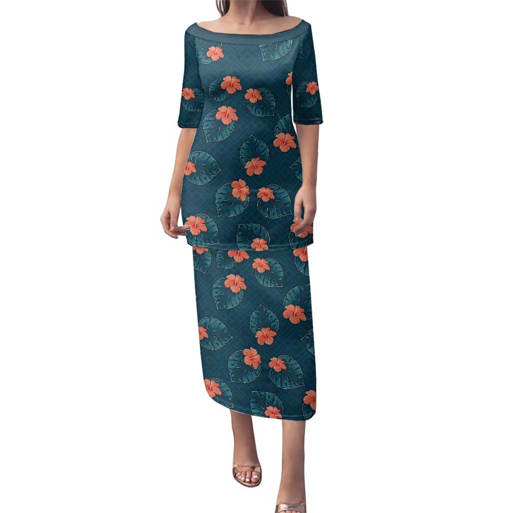 Hawaii Monstera Family Matching Puletasi and Hawaiian Shirt Hibiscus Flowers Simple Style - Polynesian Pride