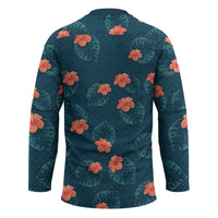 Hawaii Monstera Hockey Jersey Hibiscus Flowers Simple Style - Polynesian Pride