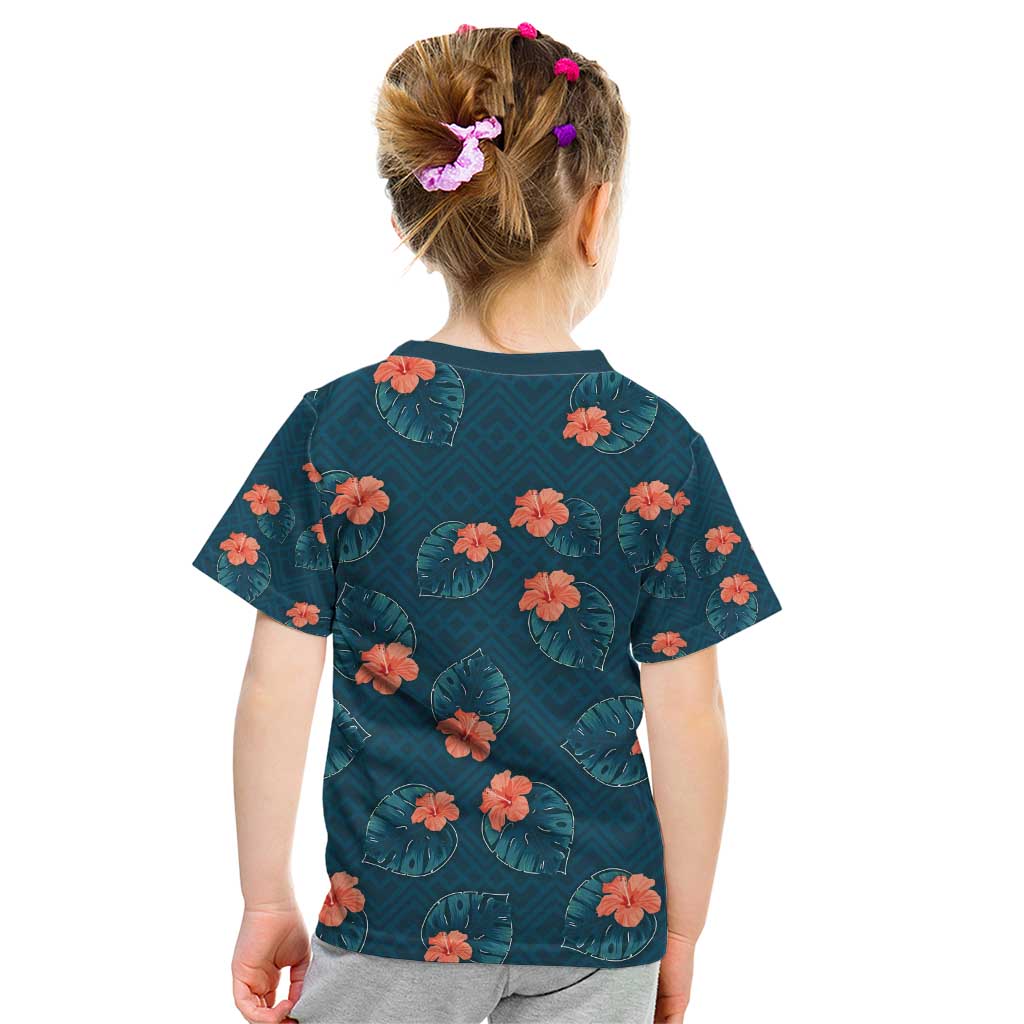 Hawaii Monstera Kid T Shirt Hibiscus Flowers Simple Style - Polynesian Pride