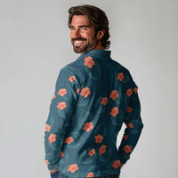 Hawaii Monstera Long Sleeve Polo Shirt Hibiscus Flowers Simple Style DT05 - Polynesian Pride