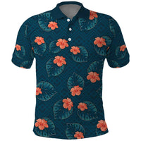 Hawaii Monstera Polo Shirt Hibiscus Flowers Simple Style - Polynesian Pride