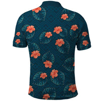 Hawaii Monstera Polo Shirt Hibiscus Flowers Simple Style - Polynesian Pride
