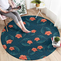 Hawaii Monstera Round Carpet Hibiscus Flowers Simple Style - Polynesian Pride