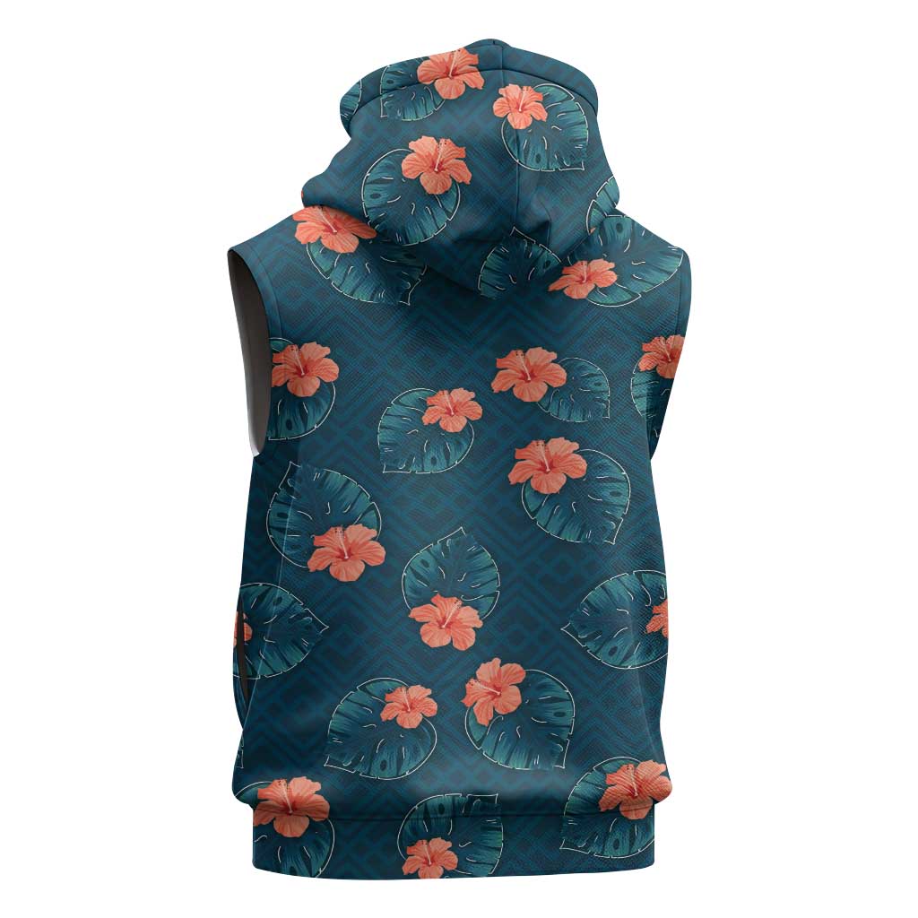 Hawaii Monstera Sleeveless Hoodie Hibiscus Flowers Simple Style DT05 - Polynesian Pride